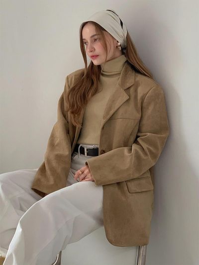 VASCARA Suede Single Button Half Jacket (VCOAT_012)  (5colors)