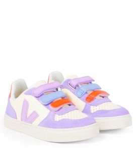 Veja Kids Veja Kids V-10 suede-trimmed leather sneakers
