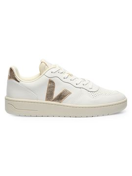 Veja Women's V-10 Leather-Cotton Low-Top Sneakers