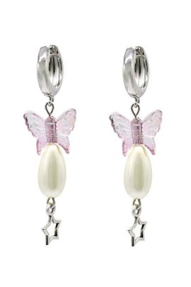 Velvet Luna Velvet Luna Pearl Earrings With Butterfly Charm