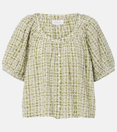Velvet Velvet Angie broderie anglaise cotton-blend top