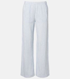 Velvet Velvet Evony striped cotton and linen wide-leg pants
