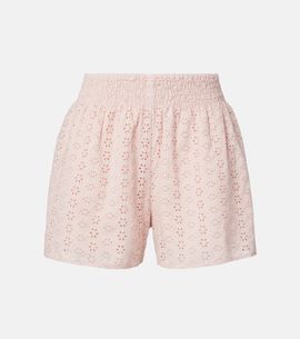 Velvet Velvet Iris embroidered cotton poplin shorts