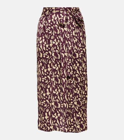 Velvet Velvet Juno printed satin midi skirt
