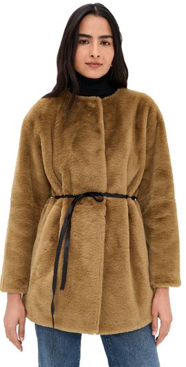 Velvet Velvet Marmont Faux Fur Jacket Camel