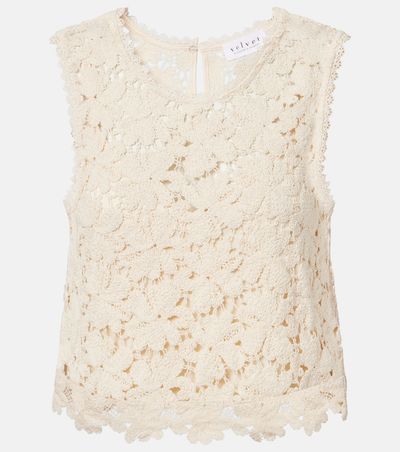 Velvet Velvet Simona guipure lace cotton-blend tank top
