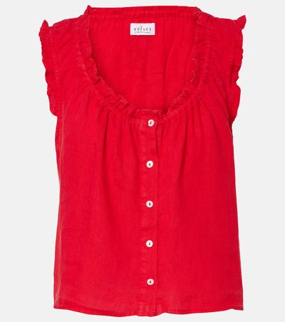 Velvet Velvet Tana ruffled linen top