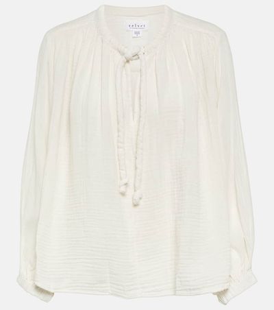Velvet Velvet Tie-neck cotton blouse top