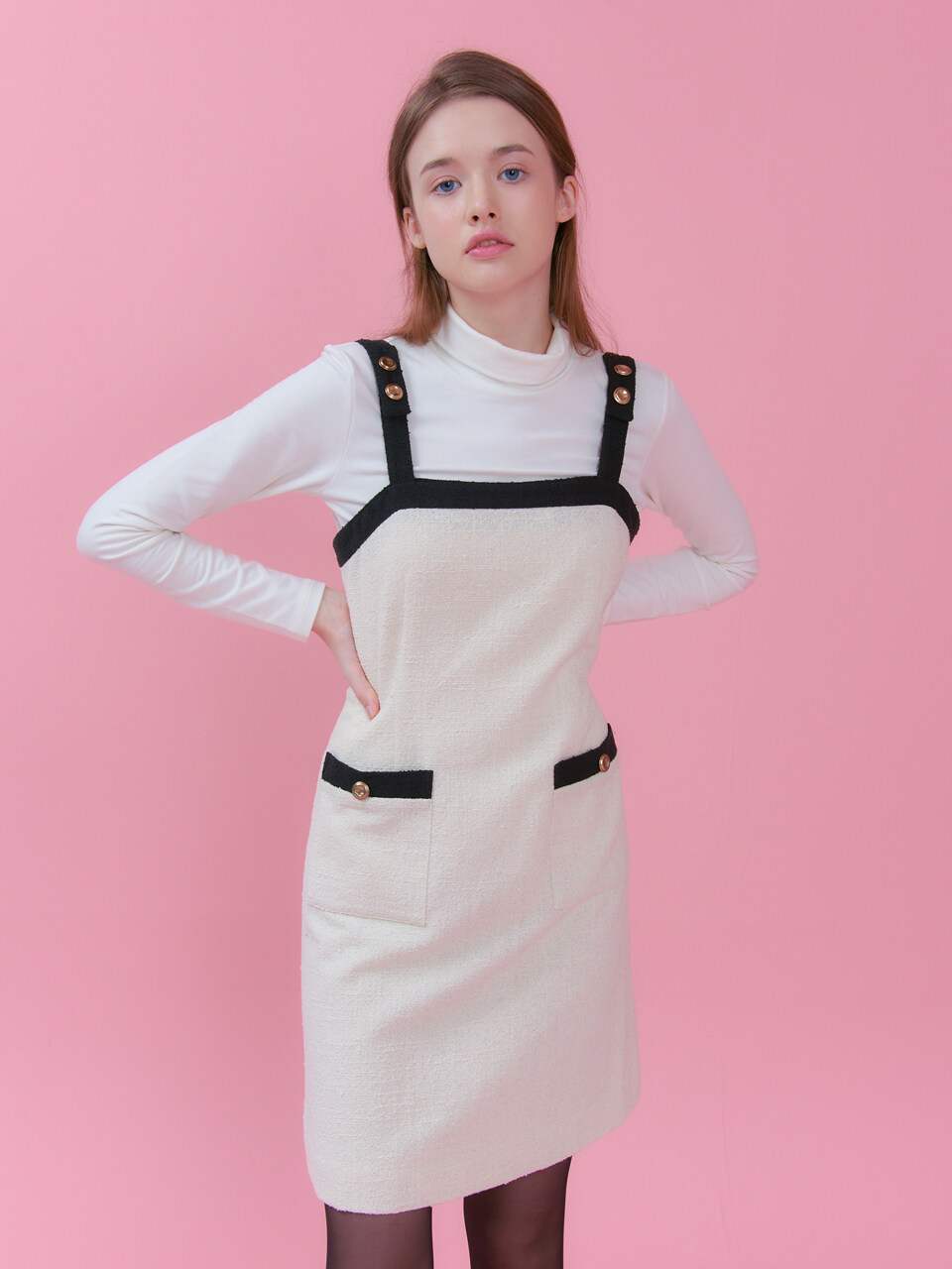 VEM.VER Button Point Tweed Dress
