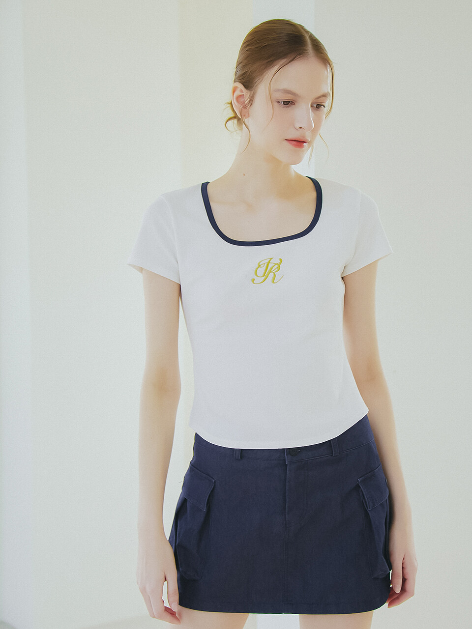 VEM.VER Classic Square Neck Logo T-shirt _ White