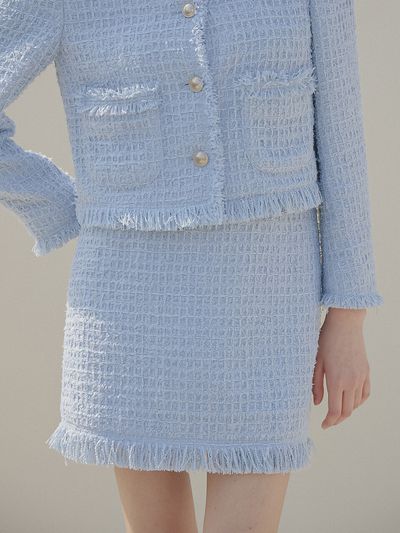VEM.VER Tassel Tweed Mini Skirt _ Blue