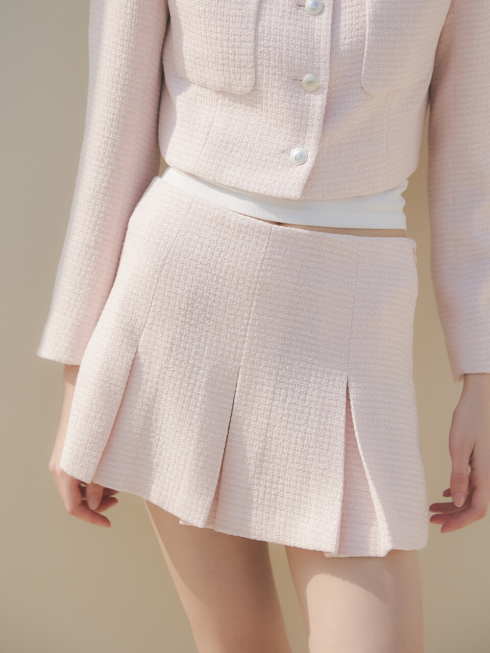 VEM.VER Tweed Mini Skirt Pants _ Pink