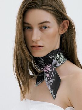 Ven&Qu Centaur - Black Long Twilly Silk Scarf