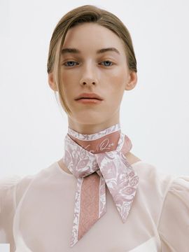 Ven&Qu Paisley Garden-Mauve Pink Long Twilly Silk Scarf