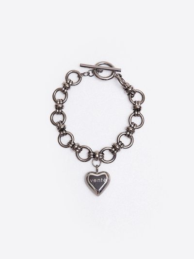 vente Heart Pendant Bold Chain Bracelet