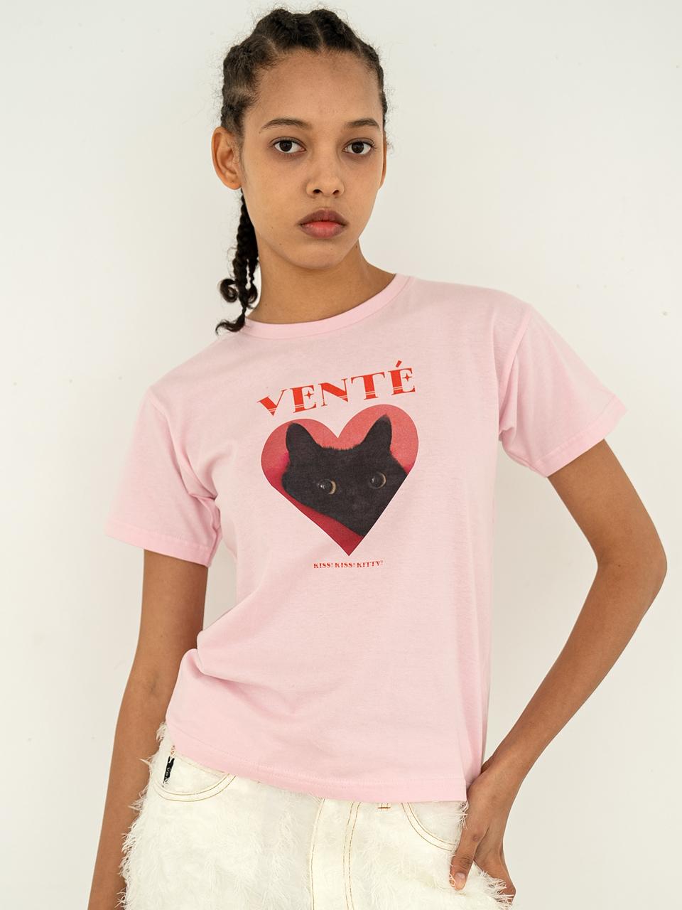 vente Kiss Kiss Logo Tee Pink
