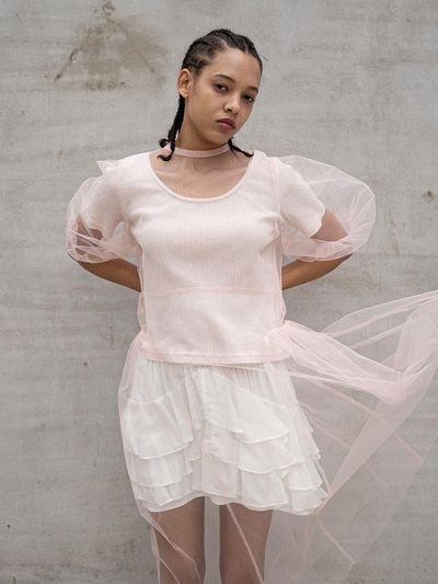 vente Light Pink Tulle Maxi Dress
