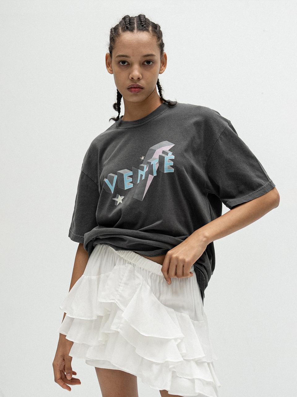 vente Lightning & Stars Printed Pigment Dyed T-shirt