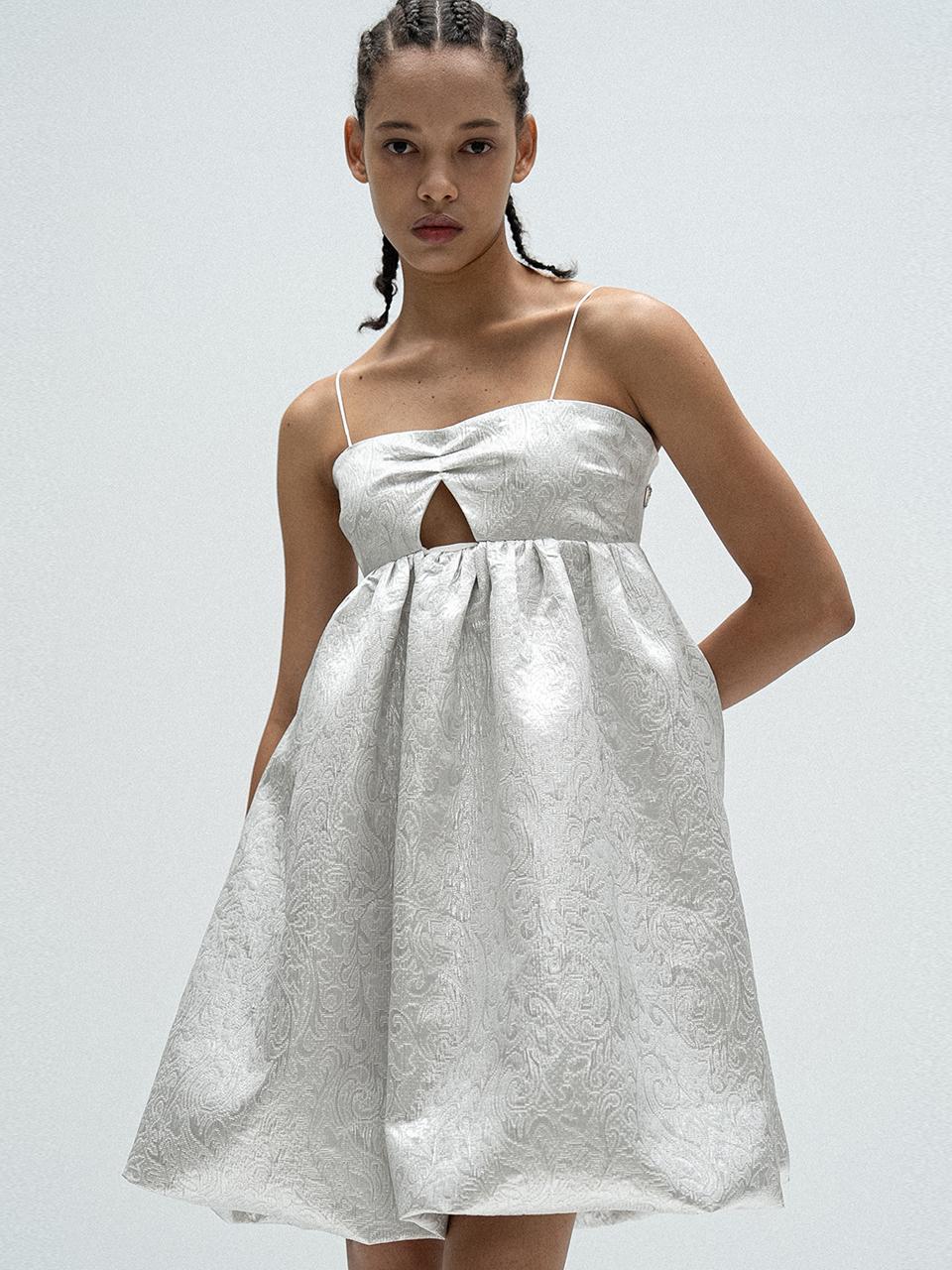 vente Silver Jacquard Balloon Dress