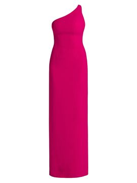 Vera Wang Bride Women's Alpes Asymmetric Crepe Column Gown