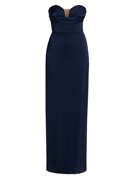 Vera Wang Bride Women's Champane Satin Strapless Column Gown