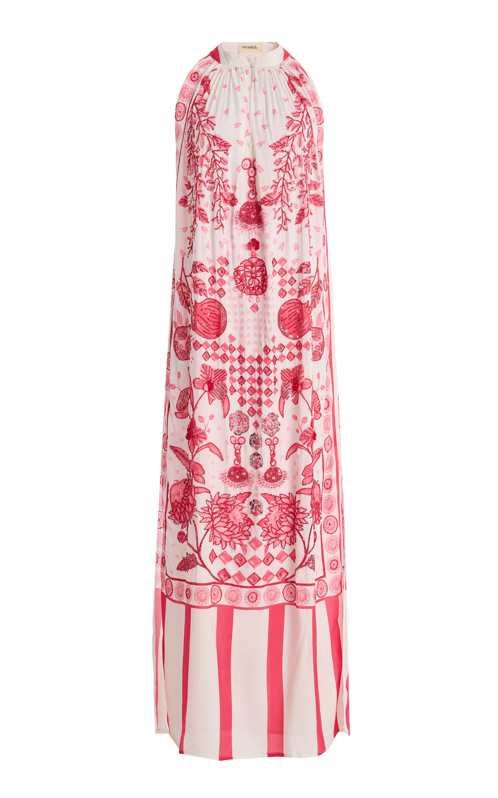 VERANDAH VERANDAH Exclusive Sundowner HandBeaded Crepe de Chine Maxi Dress