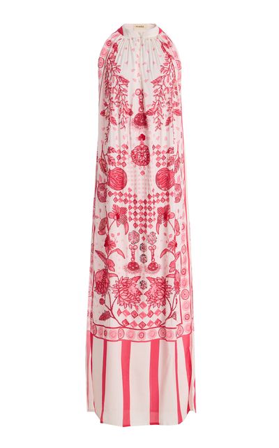 VERANDAH VERANDAH Exclusive Sundowner HandBeaded Crepe de Chine Maxi Dress