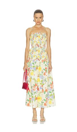 Verandah Verandah Smocked Cotton Satin Maxi Dress
