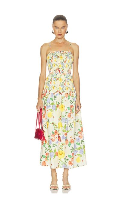 Verandah Verandah Smocked Cotton Satin Maxi Dress