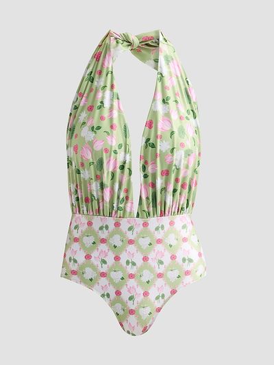 Verandah Women's Ammama Floral Halter One-Piece Swimsuit