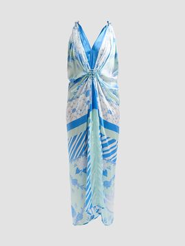 Verandah Women's Bejewelled Hand-Knotted Drape Maxi Dress