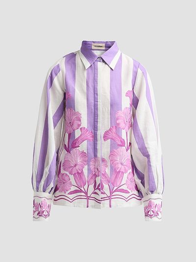 Verandah Women's Nigiri Wild Flower Linen-Cotton Tunic Blouse