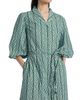 Verandah Women's Toda Tie-Waist Printed Cotton Poplin A-Line Shirtdress - 7