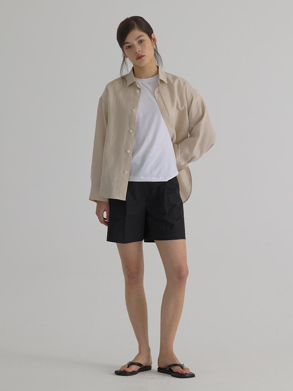 verbom Cotton Pintuck Half Pant_Black