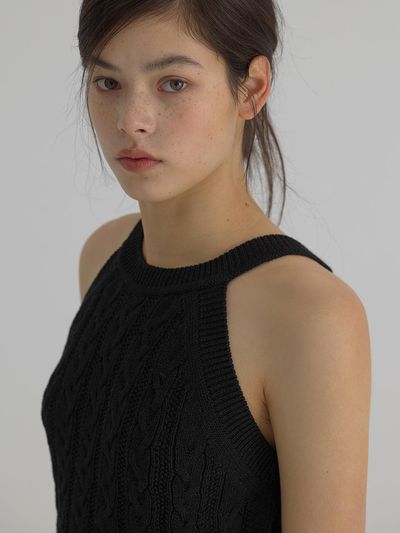 verbom Paper Halter Knit Sleeveless_Black