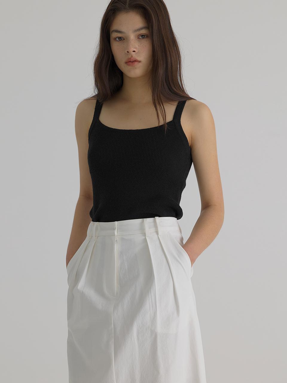 verbom Paper Linen Square Knit Sleeveless_Black