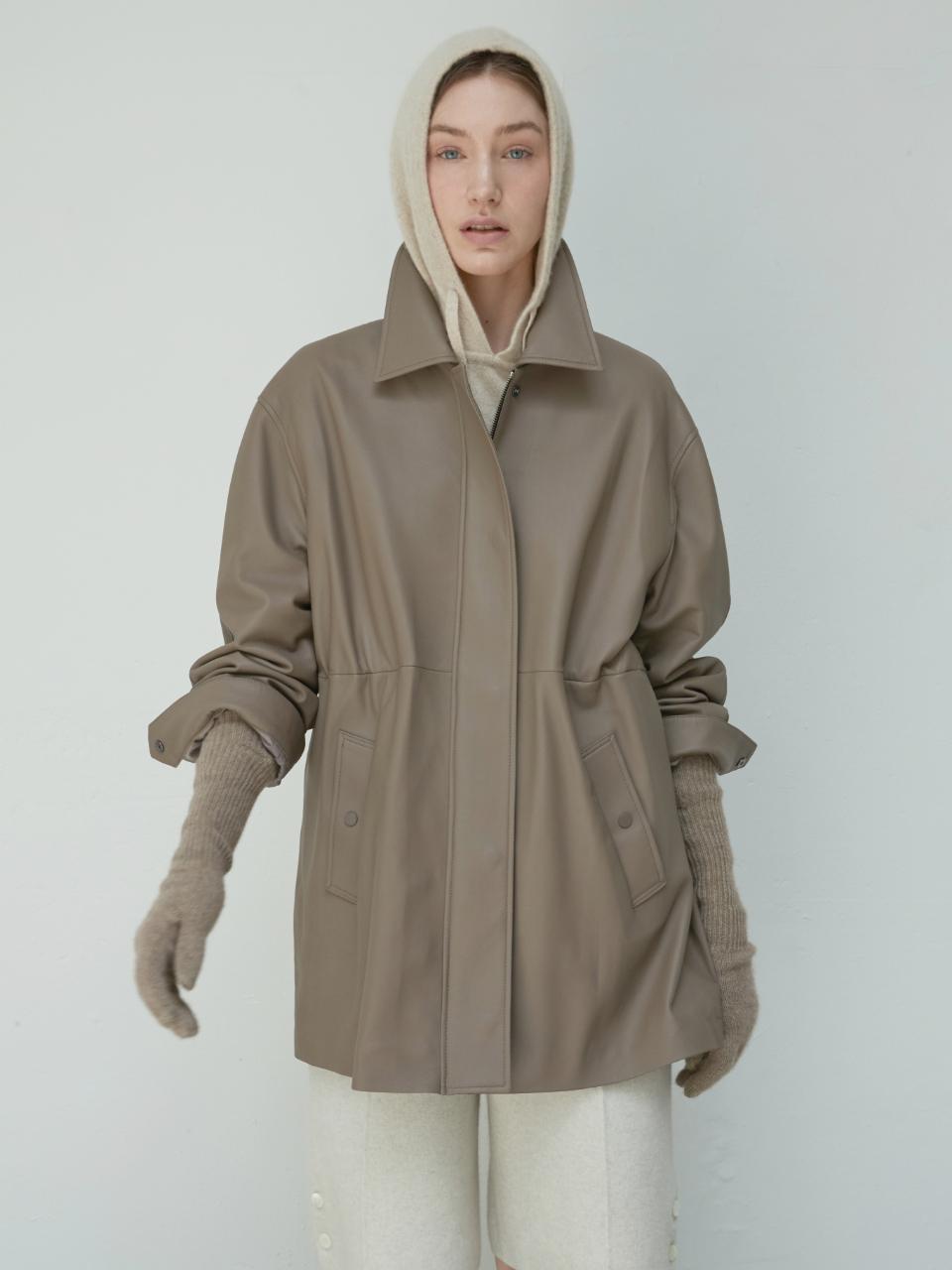 VERDEMAR European Dupont Leather Overfit half JK_Taupe Beig