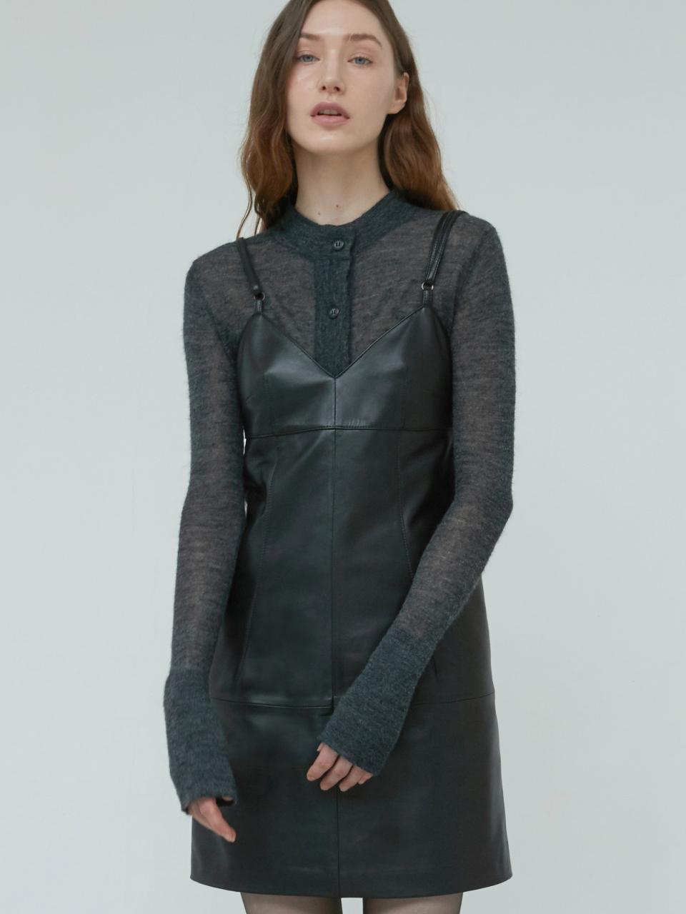 VERDEMAR Italian nappa Leather Bustier Dress_Black