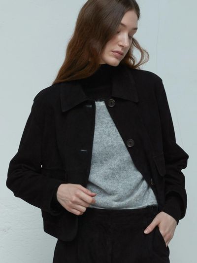 VERDEMAR Italian suede pocket point Jacket_Black