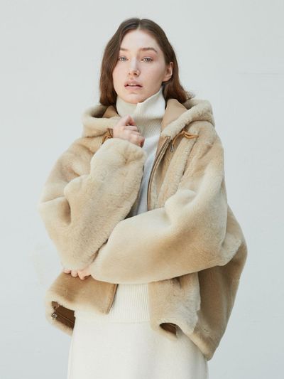 VERDEMAR Spanish Merino Reversible Hooded Coat [Beige]