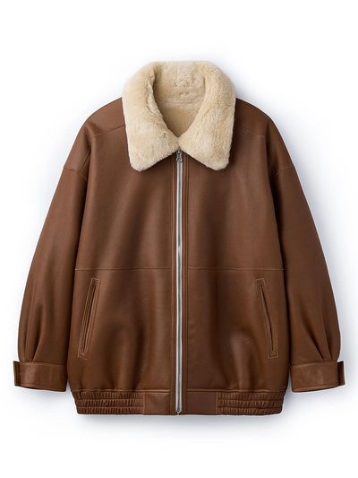 VERDEMAR Spanish Shearling Reversible Semi-Overfit Bomber Jacket [Camel]