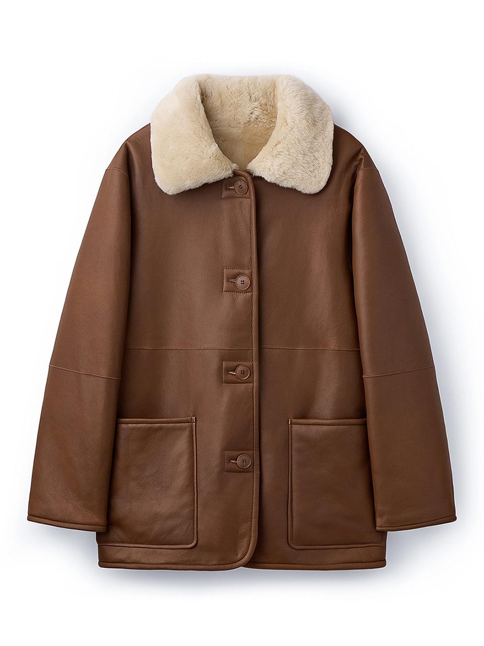 VERDEMAR Spanish Shearling Reversible Semi-Oversized Coat [Camel]