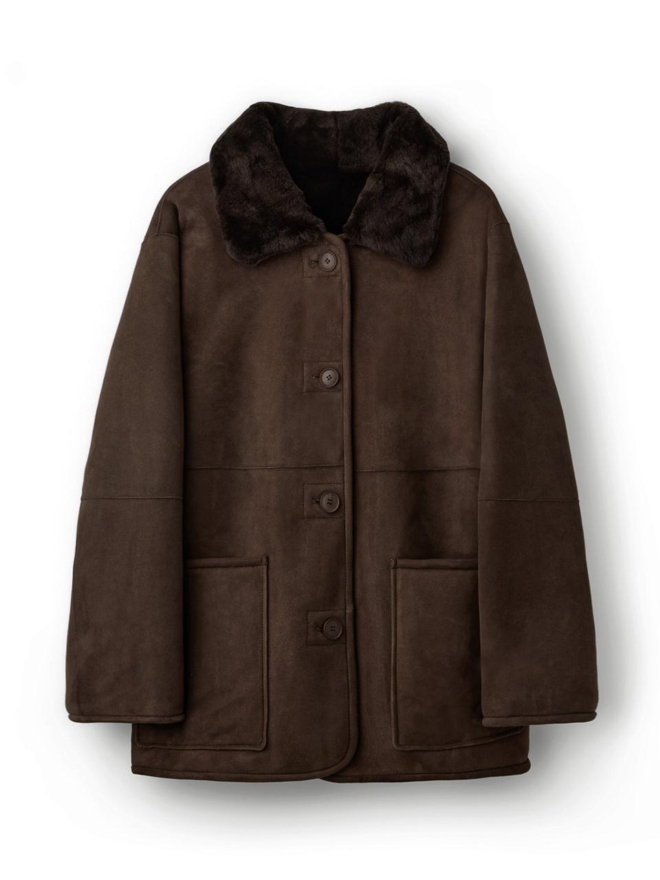 VERDEMAR Spanish Shearling Suede Short Coat [Brown]