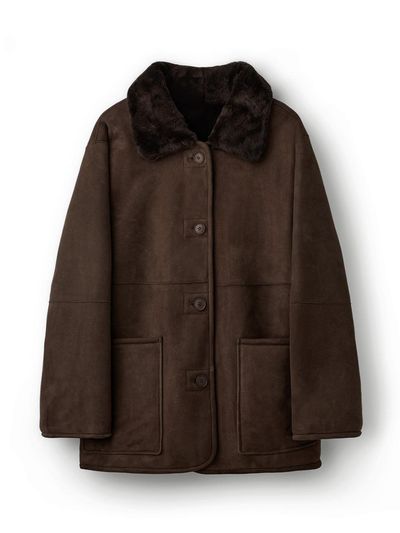 VERDEMAR Spanish Shearling Suede Short Coat [Brown]