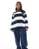 Vero Moda Curve Vero Moda Curve barrel leg jeans in dark blue denim-Navy - 1