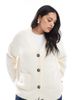 Vero Moda Curve Vero Moda Curve boxy knitted cardigan with pockets in cream-White - 1