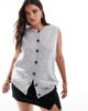 Vero Moda Curve Vero Moda Curve button through sleeveless vest in light gray melange - 4