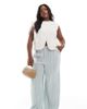 Vero Moda Curve Vero Moda Curve cotton wide leg pants in green stripe - 1
