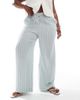 Vero Moda Curve Vero Moda Curve cotton wide leg pants in green stripe - 2