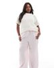 Vero Moda Curve Vero Moda Curve cotton wide leg pants in pale pink stripes - 1